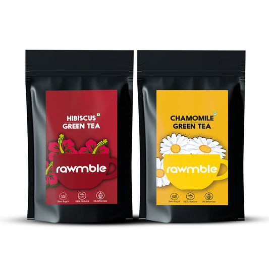 Chamomile & Hibiscus Green Tea Combo: A Symphony of Calm and Vitality